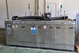 Branson stainless steel 4 bath ultrasonic cleaning machine - L 3100 x W 1200 x H 2100mm