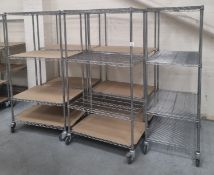 5x BigDug 4 tier trolley on wheels - each approx 900mm W x 600mm D x 1680mm H