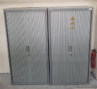 4x Tambour storage cabinets (3 with keys) - 1000mm W x 400mm D x 2000mm H