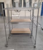 4x BigDug 4 tier trolley on wheels with handle - each approx 1200mm W x 600mm D x 1770mm H
