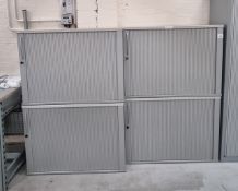 4x Tambour storage cabinets - all with keys - 1000mm W x 400mm D x 700mm H