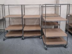 4x BigDug 4 tier trolley on wheels - each approx 900mm W x 600mm D x 1680mm H