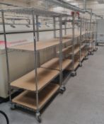 7x BigDug 4 tier trolley on wheels - each approx 900mm W x 600mm D x 1680mm H