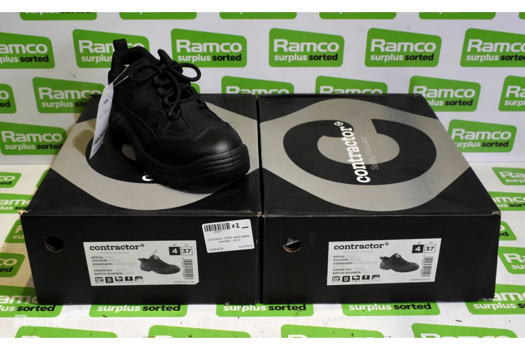 2x pairs of Contractor 72SM black safety trainers - UK 4 - Image 5 of 5