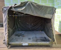 Metal framed canvas storage tent with metal grating floor - L 2200 x W 1700 x H 2100mm