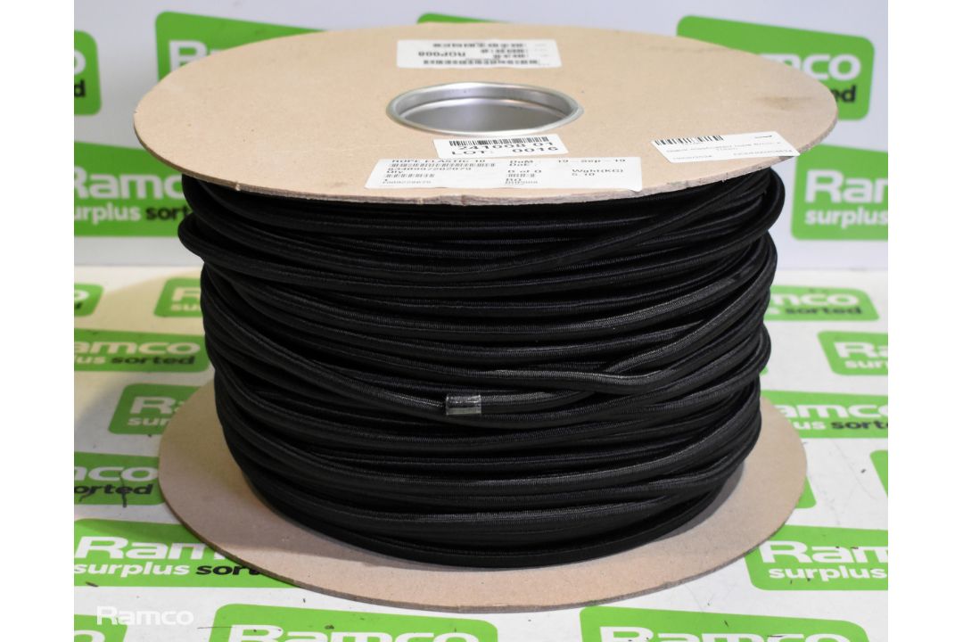 2x reels of black elasticated rope 8mm x 100m - Image 1 of 3