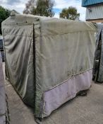 Metal framed canvas storage tent with metal grating floor - L 2200 x W 1700 x H 2100mm