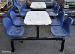 2x Canteen tables - 4 seater - fixed - W 1450 x D 1100 x H 750mm