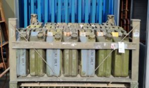 21x 20L empty fuel jerry cans with storage stillage