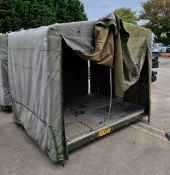 Metal framed canvas storage tent with metal grating floor - L 2200 x W 1700 x H 2100mm