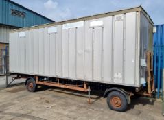 Rollalong portable office cabin with iron trailer - L 7000 x D 2260 x H 3120mm