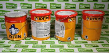 3x 4L tins of Jotun grey penguard primer and 1x 5L tin of Jotun hardtop optima