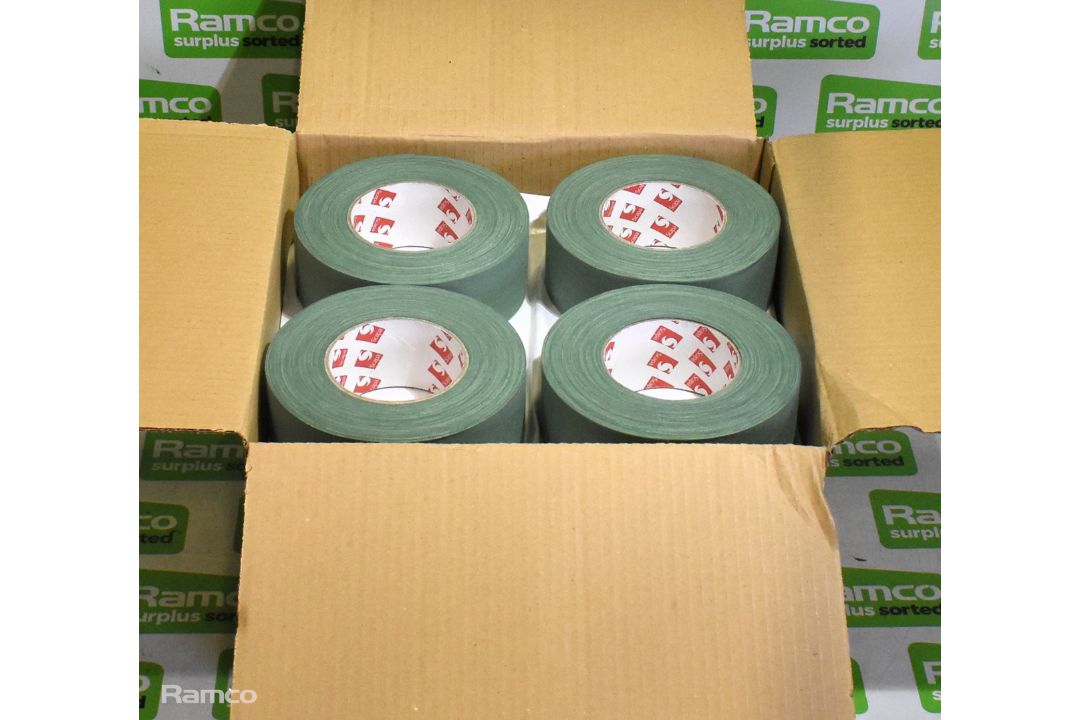 2x boxes of Scapa 3302 cloth adhesive tape olive green - 50mm x 50M - 16 rolls per box - Image 3 of 6