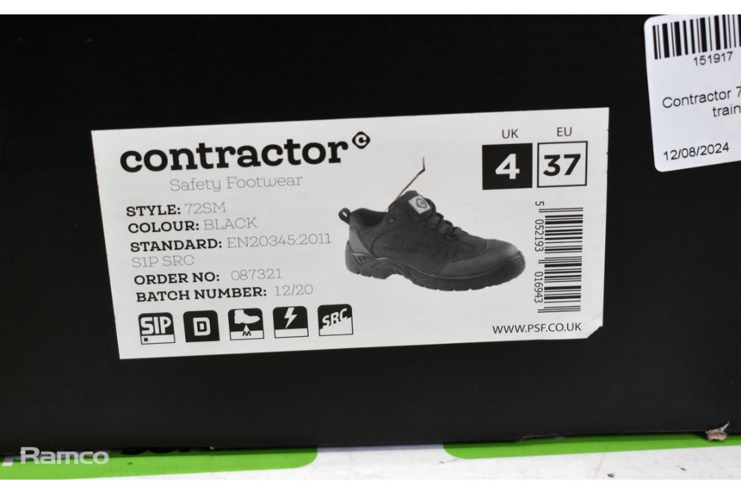 2x pairs of Contractor 72SM black safety trainers - UK 4 - Image 4 of 5