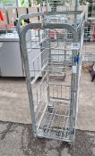 Four sided single door roll cage with 3 shelves - W 420 x D 675 x H 1295mm