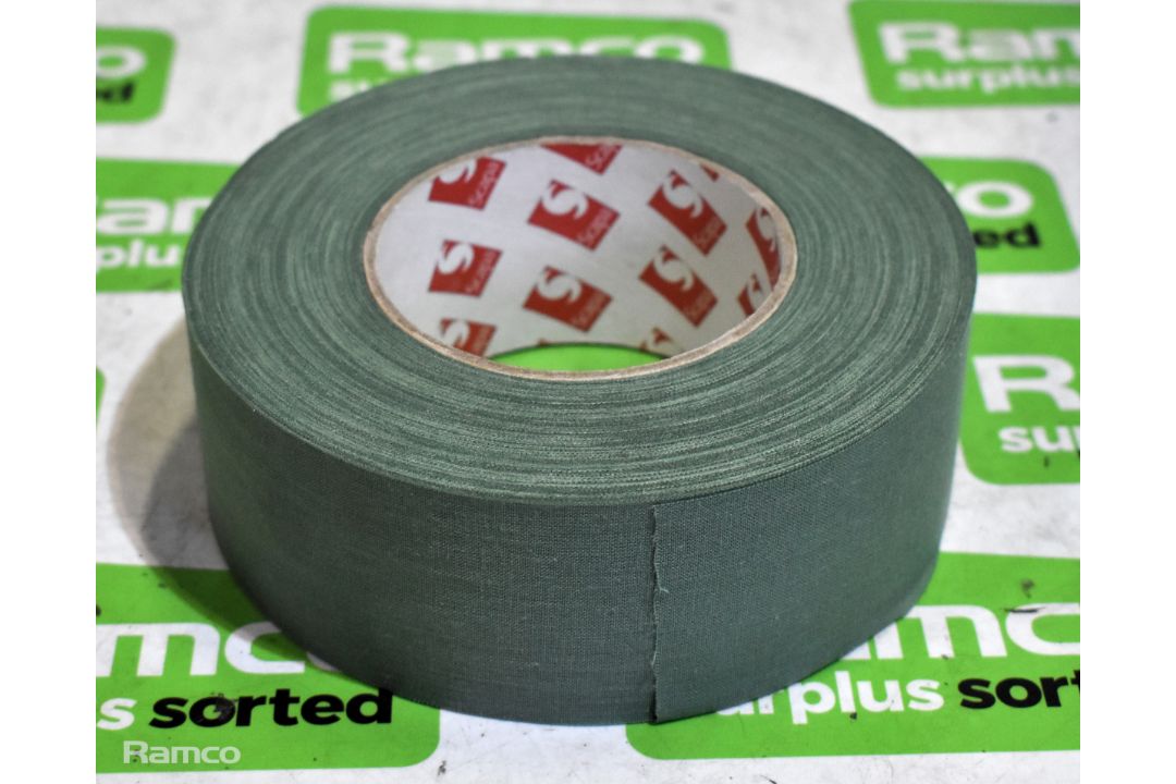 2x boxes of Scapa 3302 cloth adhesive tape olive green - 50mm x 50M - 16 rolls per box - Image 2 of 6