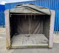 Metal framed canvas storage tent with metal grating floor - L 2200 x W 1700 x H 2100mm