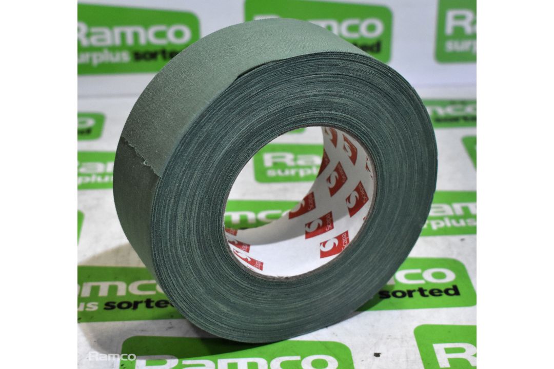 2x boxes of Scapa 3302 cloth adhesive tape olive green - 50mm x 50M - 16 rolls per box - Image 1 of 6