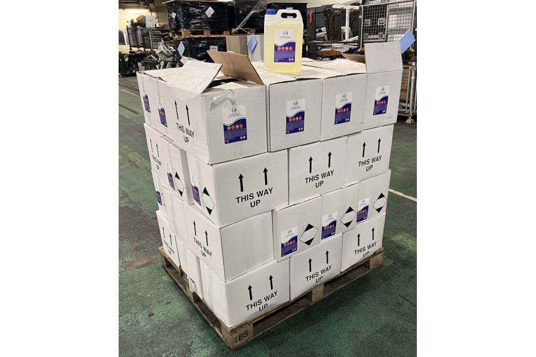 160x bottles of Steri-San alcohol hand sanitiser - 40 boxes - 4x 5L bottles per box - Image 1 of 3