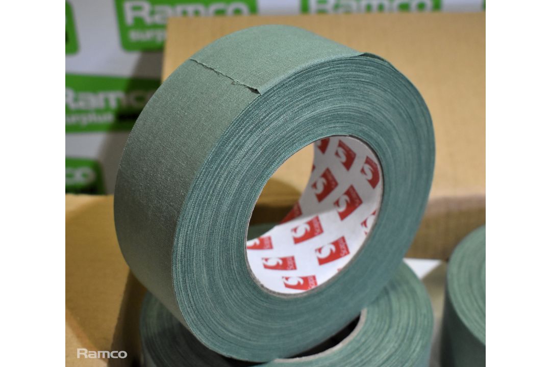 2x boxes of Scapa 3302 cloth adhesive tape olive green - 50mm x 50M - 16 rolls per box - Image 5 of 6