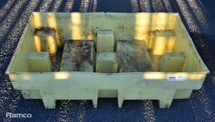 Plastic two drum spill pallet - W 1230 x D 840 x H 345mm - NO GRID PLATFORM