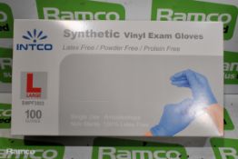 6x Cases of Intco synthetic vinyl exam gloves - 10 boxes per case - 100 gloves per box