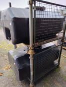 2x 680L water bowser tanks & 2x metal restraint frames - W 1630 x D 960 x H 1170mm