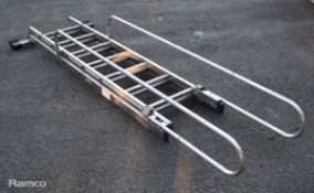 Double extension 14 rung ladder with handrail & stabiliser bar - 2700mm