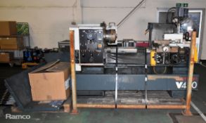 Harrison V450 engine lathe with hood and box of tools & spares