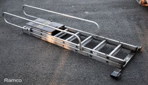 Double extension 14 rung ladder with handrail & stabiliser bar - 2700mm