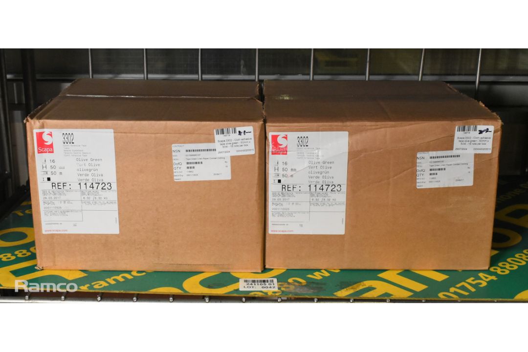 2x boxes of Scapa 3302 - Cloth adhesive tape olive green - 50mm x 50M - 16 rolls per box - Image 3 of 3
