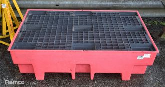Plastic two drum spill pallet with grid platform - W 1230 x D 840 x H 345mm