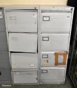 2x 4 drawer filing cabinet - unlocked, no keys - W 470 x D 620 x H 1330mm