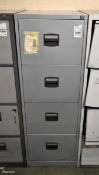 4 drawer filing cabinet - unlocked, no keys - W 470 x D 620 x H 1330mm