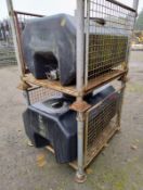 2x 680L water bowser tanks & 2x metal restraint frames - W 1630 x D 960 x H 1170mm