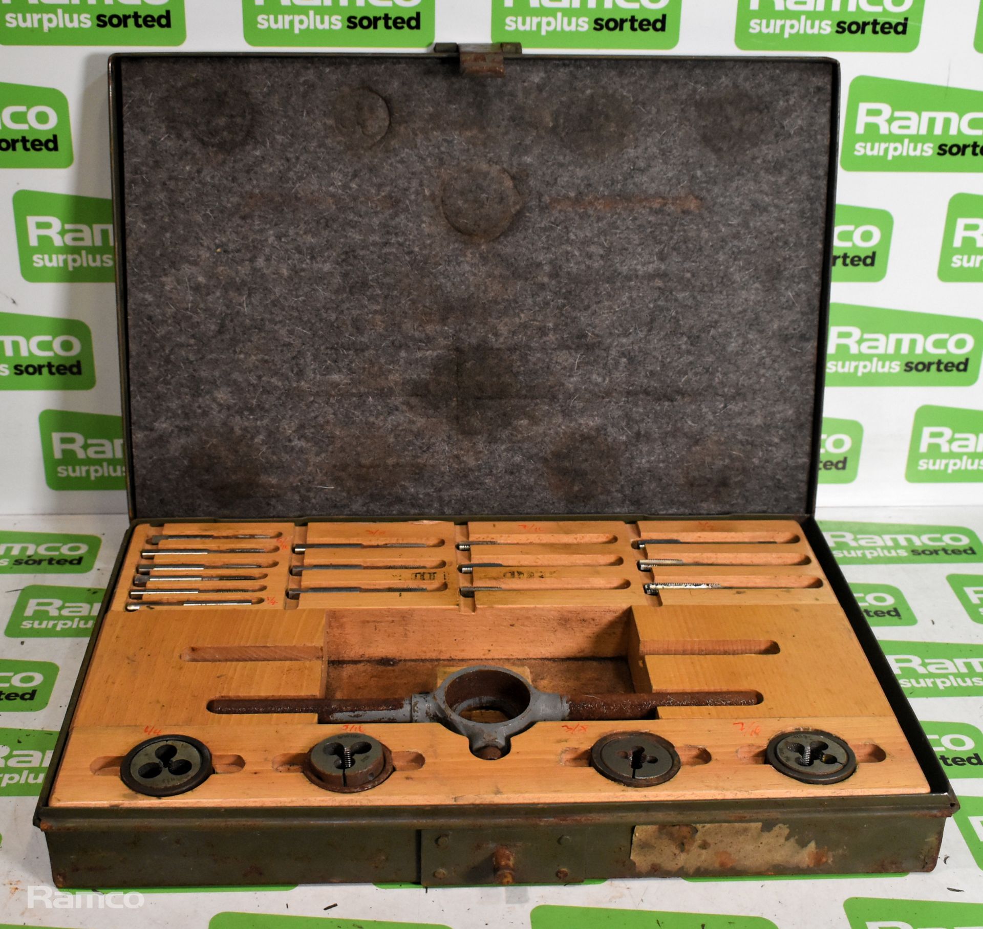 3x Imperial UNF/UNC tap and die sets in metal storage cases -see description for full details - Image 2 of 15