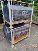 2x 680L water bowser tanks & 2x metal restraint frames - W 1630 x D 960 x H 1170mm