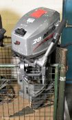 Barrus Mariner 20 HP outboard engine with Barrus fuel tank can