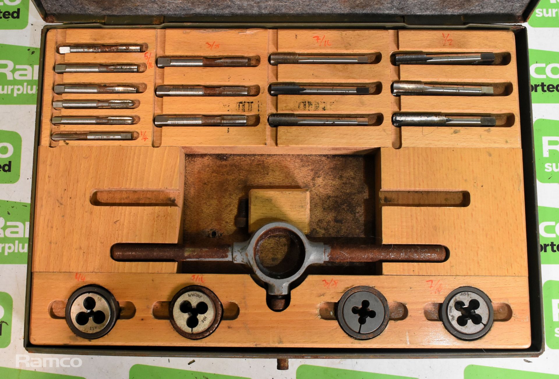 3x Imperial UNF/UNC tap and die sets in metal storage cases -see description for full details - Image 3 of 15