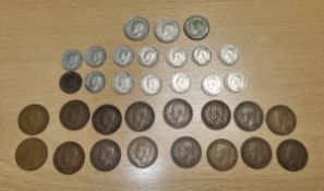 Collection of old British Coins featuring George VI 1937-1952