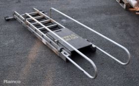 Double extension 14 rung ladder with handrail & stabiliser bar - 2700mm
