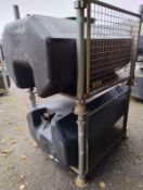 2x 680L water bowser tanks & 2x metal restraint frames - W 1630 x D 960 x H 1170mm
