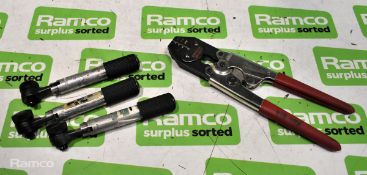 3x MHH TB120 small preset torque wrenches & Raychem AD-1377 electrical terminal crimp tool