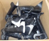 13x Black leather cavalry boots - left and right - unpaired - mixed sizes