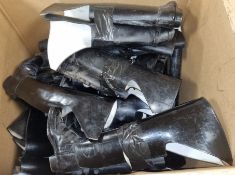 18x Black leather cavalry boots - left and right - unpaired - mixed sizes