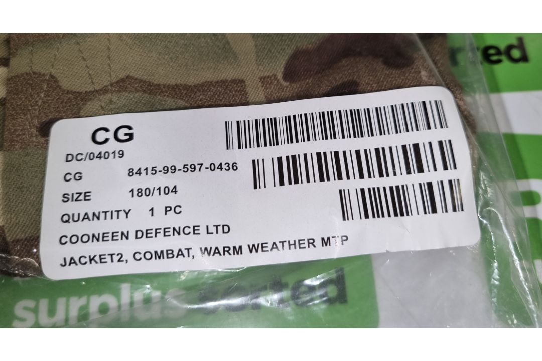 8x British Army MTP combat jacket 2 warm weather MTP - size 180/104 - Image 3 of 3