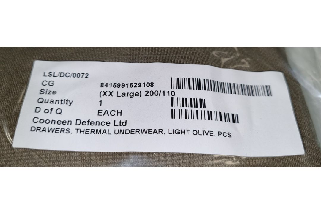 20x British Forces thermal underwear - Light Olive - XXL 200/110 - Image 3 of 3