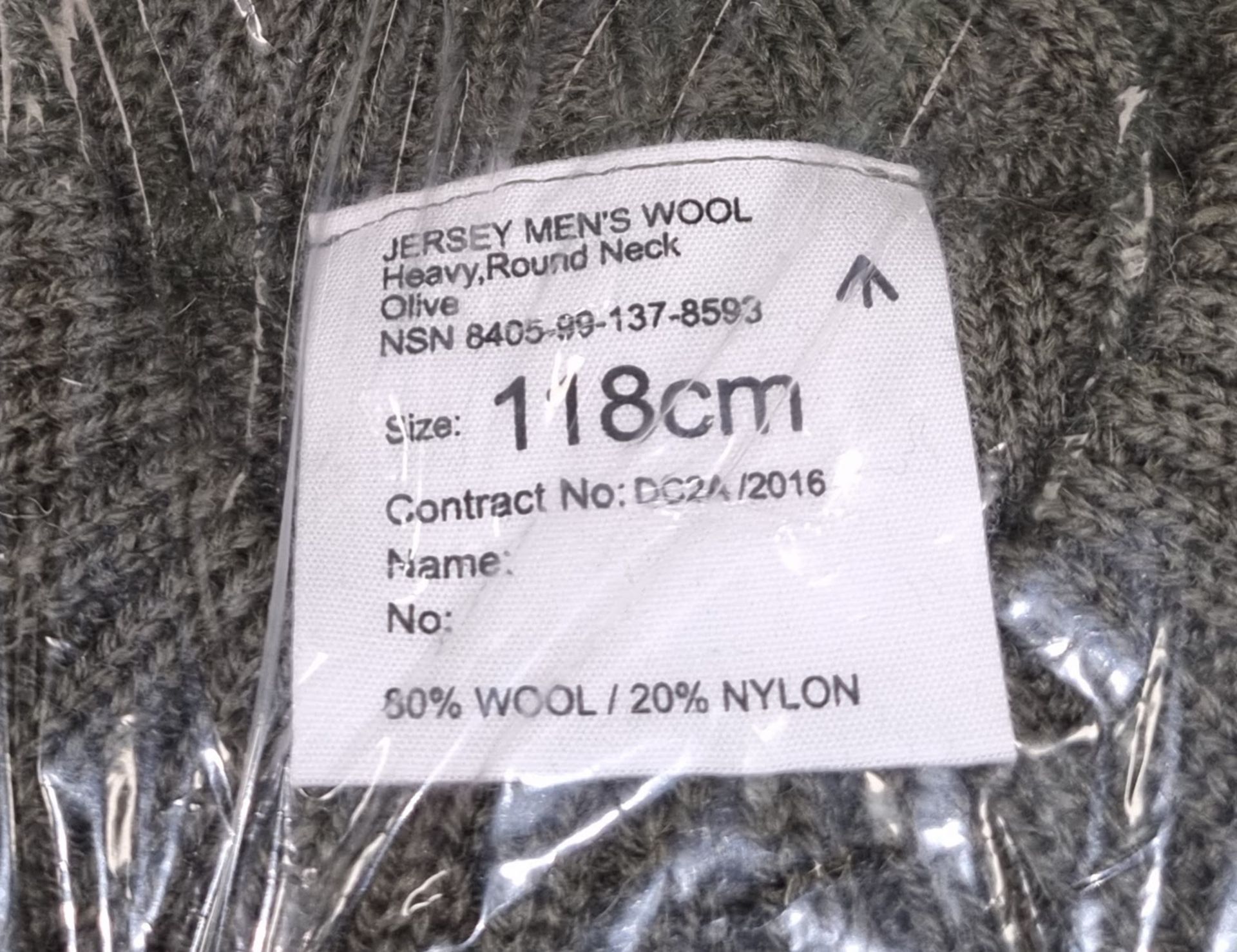 7x British Army mens wool jerseys - heavy round neck - Olive - 118cm - Image 3 of 4