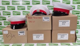 5x Royal Marines male service caps - 1x 54cm, 4x 55cm - 1x 55cm cap used