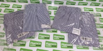 22x Catering trousers chef - Blue & white check - sizes 8x XS, 2x Small, 6x Large, 6x XL